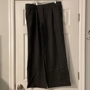 NWT Loft wide leg trousers in charcoal herringbone pattern. Wool blend. Size 12.